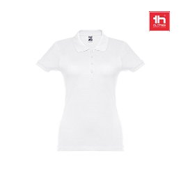 Short-sleeved fitted polo for women in 100% cotton