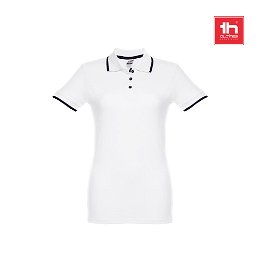 Women's Polo Shirt with contrast colour trim and buttons