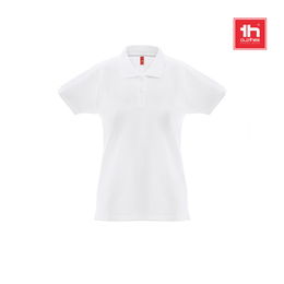 Women's short-sleeved polo shirt in carded cotton