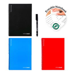 A5 Infinitebook with flexible cover and 15 plain whiteboard pages