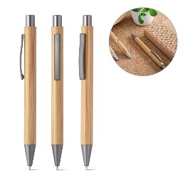 Esferográfica em bambu com clipe