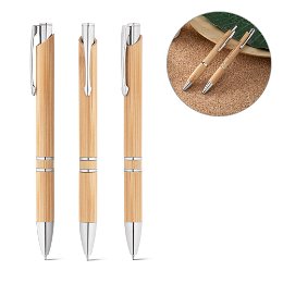 Bamboo ball pen with blue ink