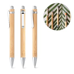 Esferográfica em bambu com clipe em metal