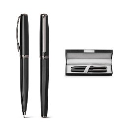 Metal rollerball and ballpoint set with twist mechanism