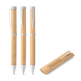 Bamboo ball pen with twist mechanism and metal clip