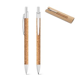 Cork and aluminium ball pen with clip