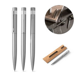 53% recycled stainless steel ballpoint pen with clip