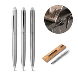 53% recycled stainless steel ballpoint pen with clip