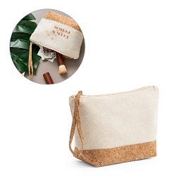 100% cotton and cork toiletry bag