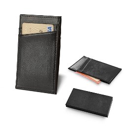 Leather card holder with RFID blocking