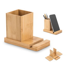 Desk set with mobile phone holder and cup