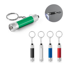 Aluminium keyring (92% recycled) with 3-light LED torch