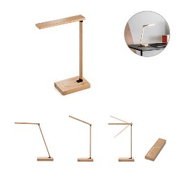 Bamboo folding table lamp with wireless charger
