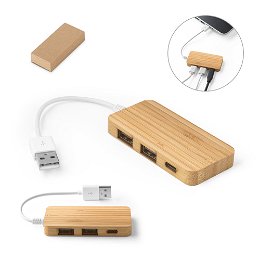 Bamboo hub with 2 ports