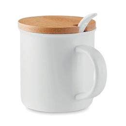 Caneca de porcelana com colher