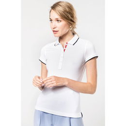 Polo maille piquée manches courtes femme