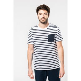 T-shirt rayé marin avec poche manches courtes homme