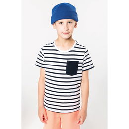 T-shirt rayé marin avec poche manches courtes enfant