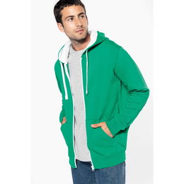 Sweat-shirt zippé capuche contrastée