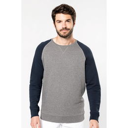 Sweat-shirt French Terry Bio bicolore col rond manches raglan homme