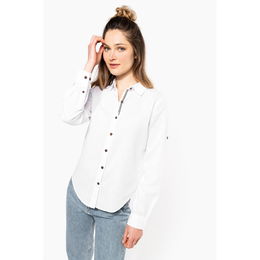 Chemise lin et coton manches longues femme