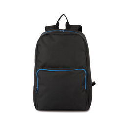 Backpack with contrasting zip fastenings