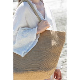 Woven jute shopping bag with knit canvas effect