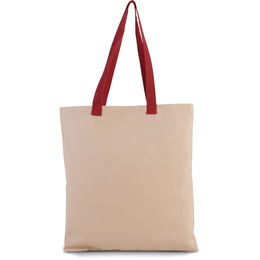 Flat canvas shopper with contrast handle