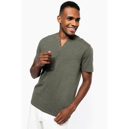 V-neck t-shirt with buttons - 140 gsm