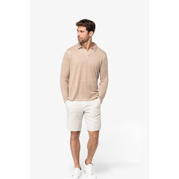 Polo manches longues en lin homme