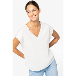 Eco-friendly ladies’ V-neck loose t-shirt