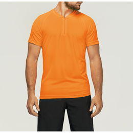 Unisex short-sleeved zip neck sports t-shirt