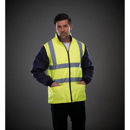 Hi-Vis Quilted Jacket with Detachable Sleeves