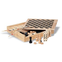 4 jogos em caixa de madeira