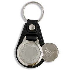 Key ring MD-25 with 1 € chip for shopping cart, metal and PU