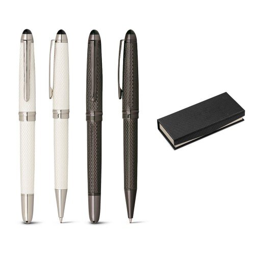 Roller pen and ball pen set in metal