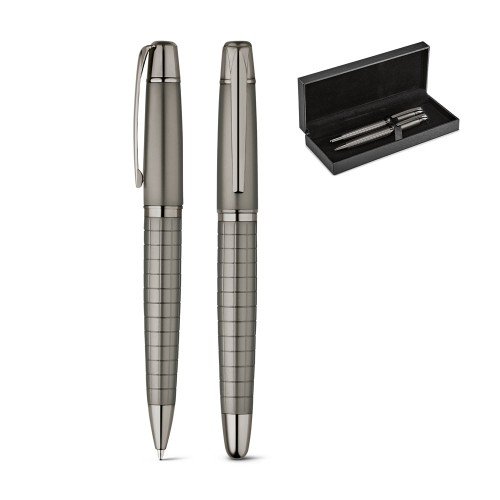 Roller pen and ball pen set in metal