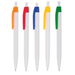 Plastic ball pen, with coloured clip