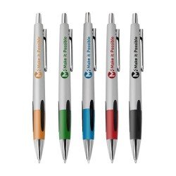 Bolígrafo en aluminio, con grip colorido