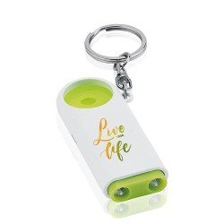 Plastic key ring with 2 LED lights and 1€ chip for shopping cart