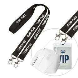 Polyester lanyard, with 2 carabiners