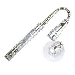 Extendable aluminum flashlight with two magnetic edges