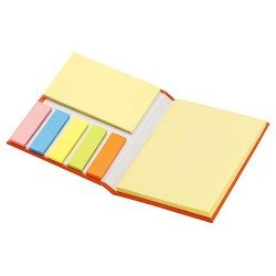 Hardcover cardboard notebook with sticky notes