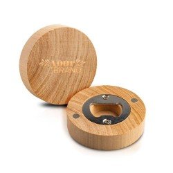 Wood and stainless steel bottle opener  with magnet