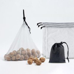 Conjunto de sacos em malha, com bolsa em RPET