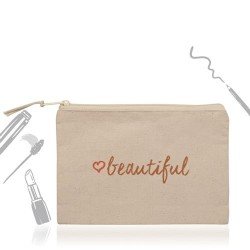 100% Cotton canvas pouch, with zip