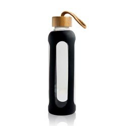Botella en vidrio com tapa en bambú, 600ml